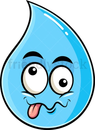 Goofy crazy eyes raindrop emoticon. PNG - JPG and vector EPS file formats (infinitely scalable). Image isolated on transparent background.