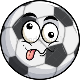 Goofy crazy eyes soccer ball emoticon. PNG - JPG and vector EPS file formats (infinitely scalable). Image isolated on transparent background.