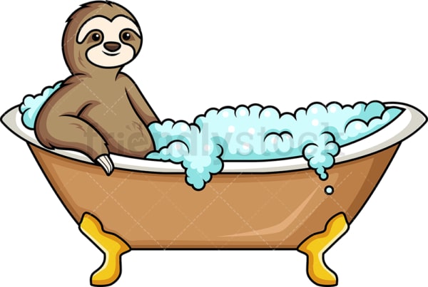Sloth having a bath. PNG - JPG and vector EPS (infinitely scalable).