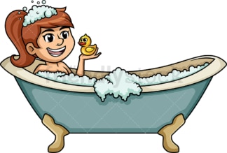 White woman enjoying bath in the tub. PNG - JPG and vector EPS (infinitely scalable).