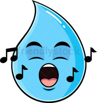 Singing raindrop emoticon. PNG - JPG and vector EPS file formats (infinitely scalable). Image isolated on transparent background.