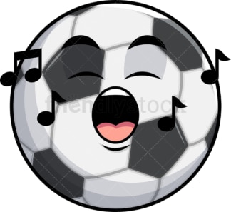 Singing soccer ball emoticon. PNG - JPG and vector EPS file formats (infinitely scalable). Image isolated on transparent background.