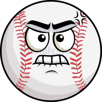 Emoticon de beisebol com raiva. PNG - formatos de arquivo JPG e vetor EPS (infinitamente escalonável). Imagem isolada em fundo transparente.