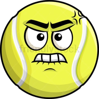 Angry tennis ball emoticon. PNG - JPG and vector EPS file formats (infinitely scalable). Image isolated on transparent background.