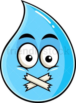 Taped mouth raindrop emoticon. PNG - JPG and vector EPS file formats (infinitely scalable). Image isolated on transparent background.