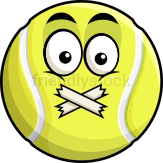 Taped mouth tennis ball emoticon. PNG - JPG and vector EPS file formats (infinitely scalable). Image isolated on transparent background.