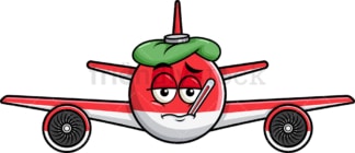 Feverish sick airplane emoticon. PNG - JPG and vector EPS file formats (infinitely scalable). Image isolated on transparent background.