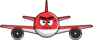 Annoyed airplane emoticon. PNG - JPG and vector EPS file formats (infinitely scalable). Image isolated on transparent background.