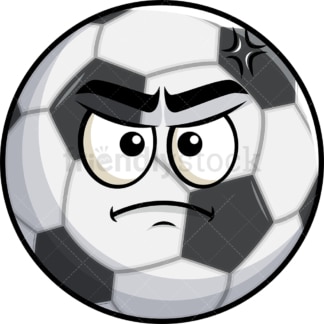Annoyed soccer ball emoticon. PNG - JPG and vector EPS file formats (infinitely scalable). Image isolated on transparent background.