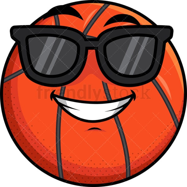 Cool Basketball Wearing Sunglasses Emoji Cartoon Clipart Vector