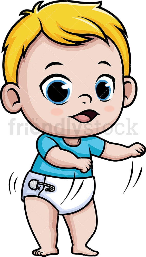 Baby Boy Doing The Floss Dance Cartoon Clipart Vector - FriendlyStock