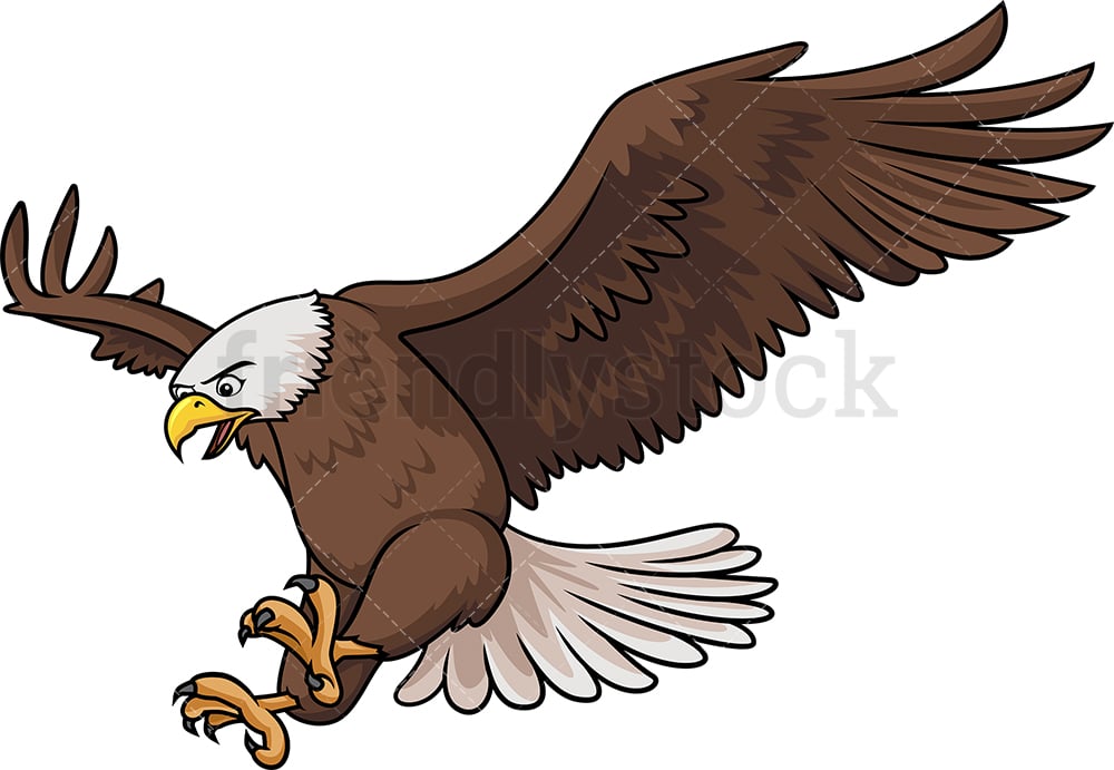Bald Eagle Landing Cartoon Clipart Vector - FriendlyStock