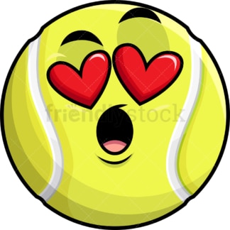 In love tennis ball emoticon. PNG - JPG and vector EPS file formats (infinitely scalable). Image isolated on transparent background.