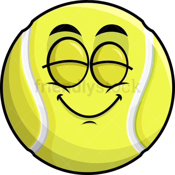 Delighted tennis ball emoticon. PNG - JPG and vector EPS file formats (infinitely scalable). Image isolated on transparent background.