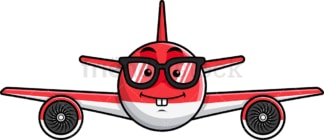 Nerdy airplane emoticon. PNG - JPG and vector EPS file formats (infinitely scalable). Image isolated on transparent background.