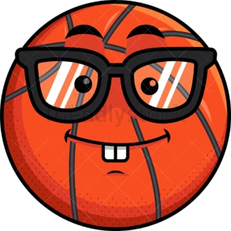 Nerdy basketball emoticon. PNG - JPG and vector EPS file formats (infinitely scalable). Image isolated on transparent background.