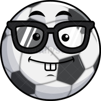 Nerdy soccer ball emoticon. PNG - JPG and vector EPS file formats (infinitely scalable). Image isolated on transparent background.