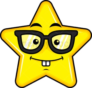 Nerdy star emoticon. PNG - JPG and vector EPS file formats (infinitely scalable). Image isolated on transparent background.