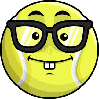 Nerdy tennis ball emoticon. PNG - JPG and vector EPS file formats (infinitely scalable). Image isolated on transparent background.