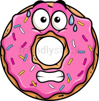 Sweating donut emoticon. PNG - JPG and vector EPS file formats (infinitely scalable). Image isolated on transparent background.