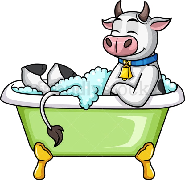 Cow having a bath. PNG - JPG and vector EPS (infinitely scalable).