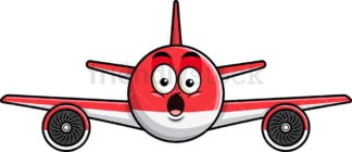 Surprised airplane emoticon. PNG - JPG and vector EPS file formats (infinitely scalable). Image isolated on transparent background.