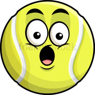 Surprised tennis ball emoticon. PNG - JPG and vector EPS file formats (infinitely scalable). Image isolated on transparent background.