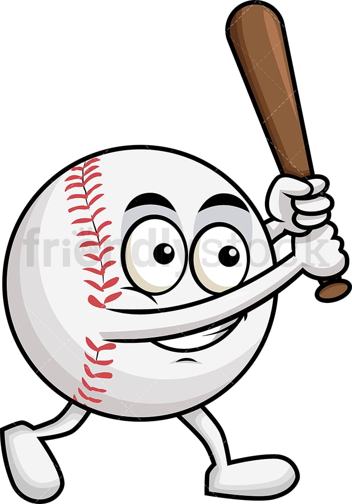 Baseball Cartoon Swinging Baseball Bat Clipart - FriendlyStock