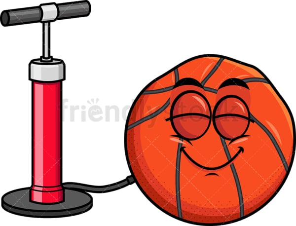 Pump inflating basketball emoticon. PNG - JPG and vector EPS file formats (infinitely scalable). Image isolated on transparent background.