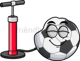 Pump inflating soccer ball emoticon. PNG - JPG and vector EPS file formats (infinitely scalable). Image isolated on transparent background.