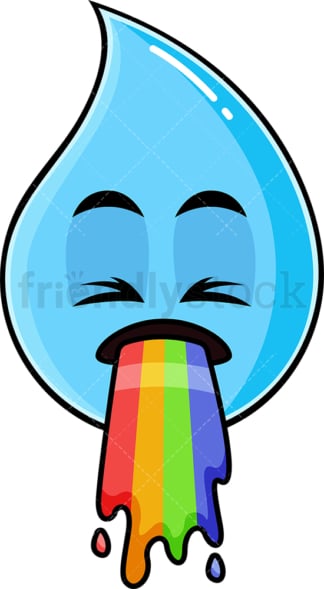 Rainbow vomit raindrop emoticon. PNG - JPG and vector EPS file formats (infinitely scalable). Image isolated on transparent background.