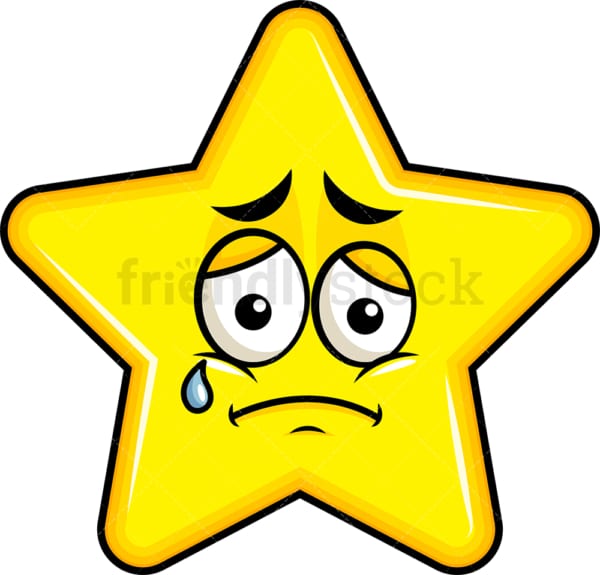Teared up sad star emoticon. PNG - JPG and vector EPS file formats (infinitely scalable). Image isolated on transparent background.