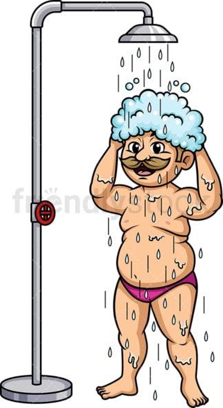 Fat guy taking a shower. PNG - JPG and vector EPS (infinitely scalable).