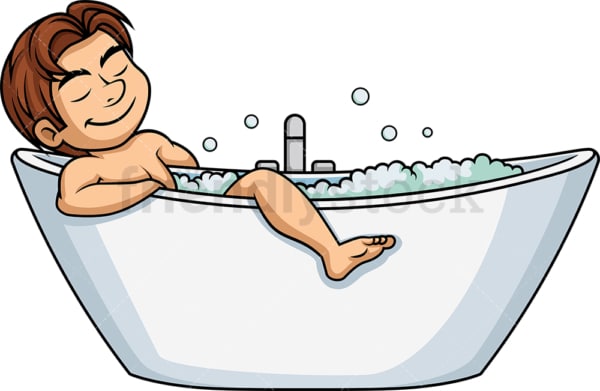 Man falling asleep in the bathtub. PNG - JPG and vector EPS (infinitely scalable).