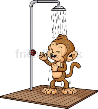 Monkey showering. PNG - JPG and vector EPS (infinitely scalable).