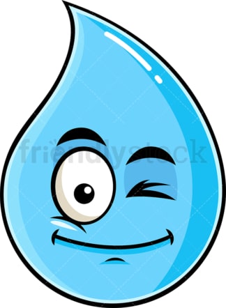 Winking raindrop emoticon. PNG - JPG and vector EPS file formats (infinitely scalable). Image isolated on transparent background.