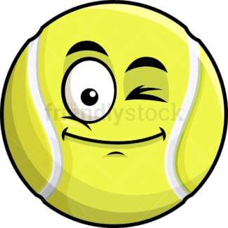 Winking tennis ball emoticon. PNG - JPG and vector EPS file formats (infinitely scalable). Image isolated on transparent background.
