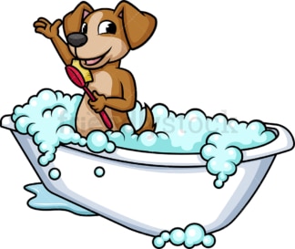 Dog having a bath. PNG - JPG and vector EPS (infinitely scalable). Image isolated on transparent background.
