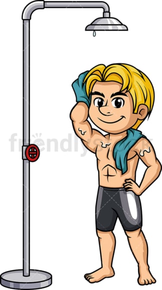 Fit man taking a shower. PNG - JPG and vector EPS (infinitely scalable).
