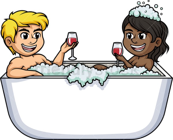 Interracial couple having a bath. PNG - JPG and vector EPS (infinitely scalable).