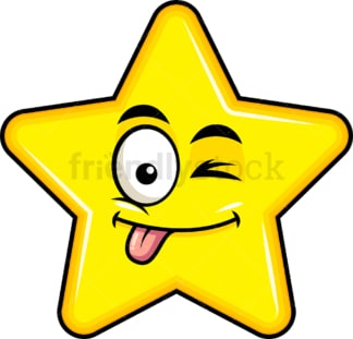 Winking tongue out star emoticon. PNG - JPG and vector EPS file formats (infinitely scalable). Image isolated on transparent background.