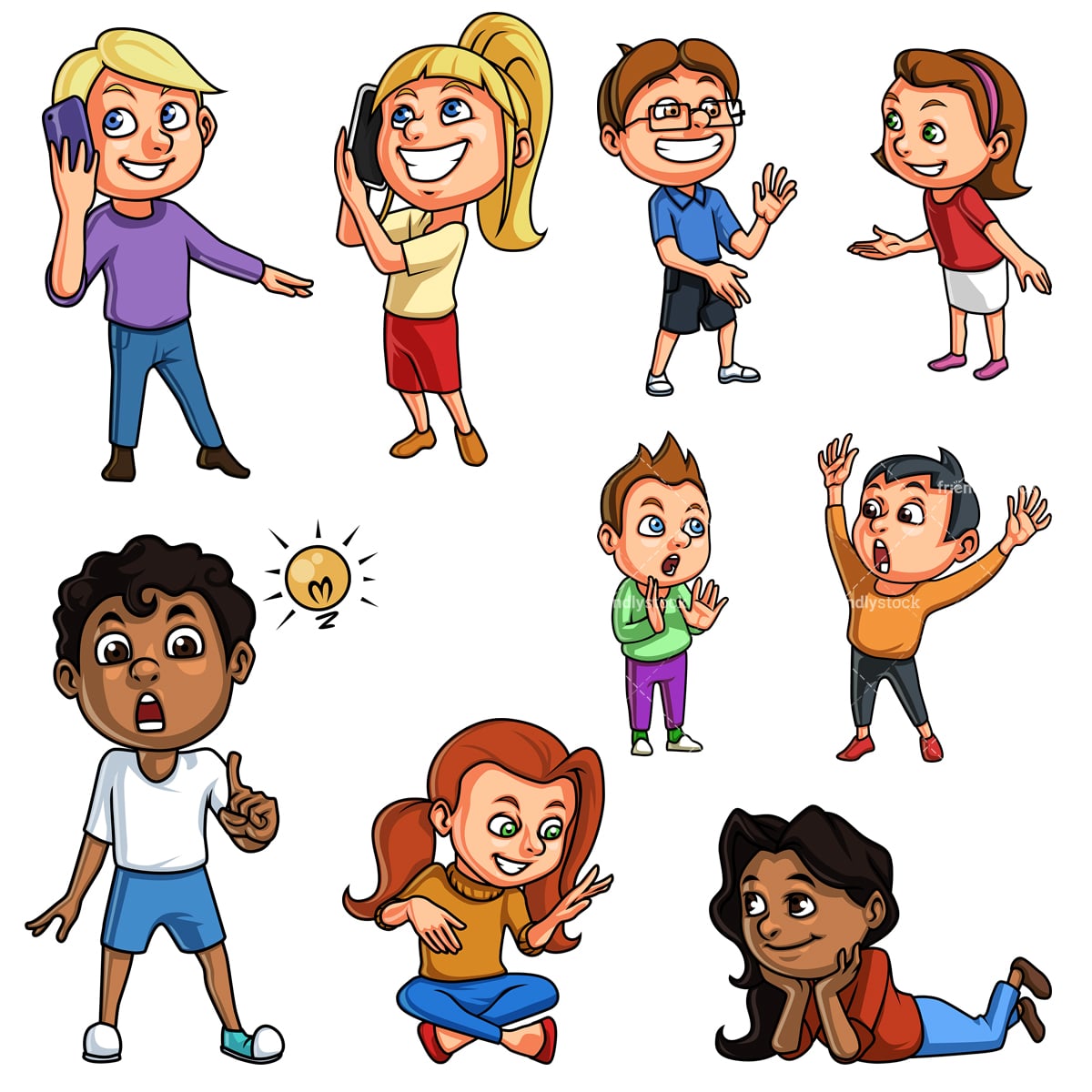 Kinder sprechen Cartoon-Vektor-Clipart - FriendlyStock
