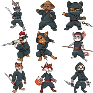 Ninja animals. PNG - JPG and vector EPS file formats (infinitely scalable).