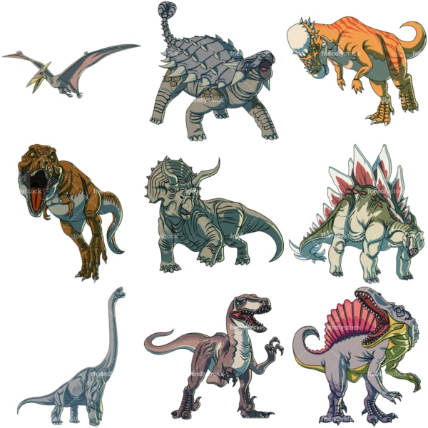 Realistic dinosaurs. PNG - JPG and vector EPS file formats (infinitely scalable).