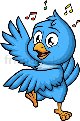 Blue bird dancing. PNG - JPG and vector EPS (infinitely scalable). Image isolated on transparent background.