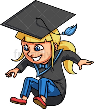 Happy female graduate. PNG - JPG and vector EPS. Isolated on transparent background.