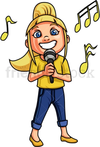 Little girl singing. PNG - JPG and vector EPS. Isolated on transparent background.