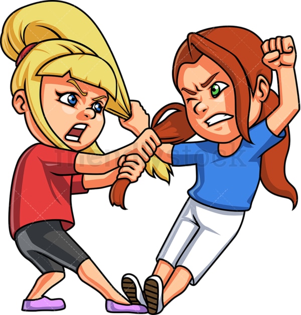 Little Girls Fighting Cartoon Clipart Vector FriendlyStock