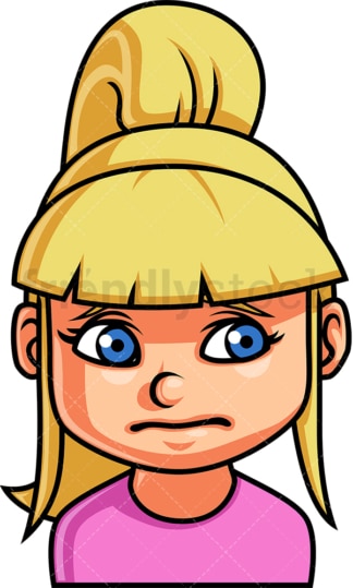 Depressed little girl face. PNG - JPG and vector EPS file formats (infinitely scalable). Image isolated on transparent background.