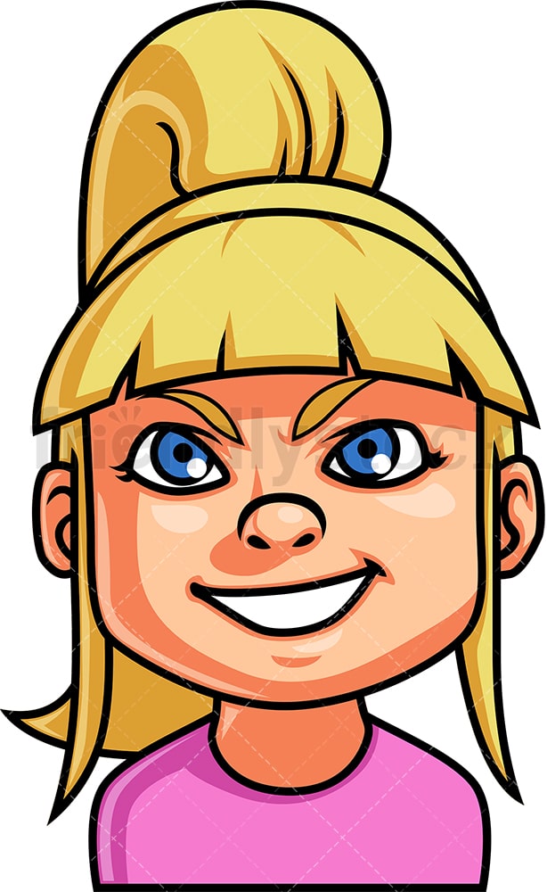 Little Girl Evil Face Cartoon Vector Clipart - FriendlyStock